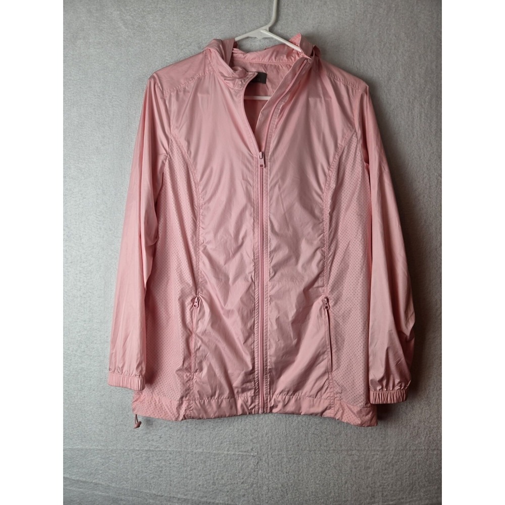 T By Talbots Womens Windbreaker Jacket Size M Polyester Pink